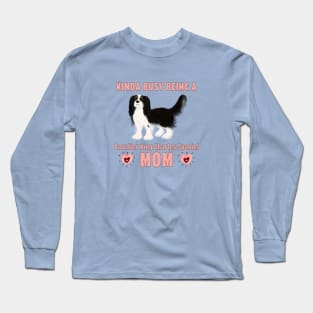 Kinda Busy Being a Cavalier Mom, Tri-Colored Long Sleeve T-Shirt